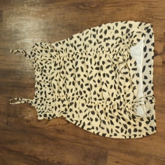 Isalis Tan and Black Splotch Cheetah Style Ruched Mini Dress WWW - Picture 1 of 7